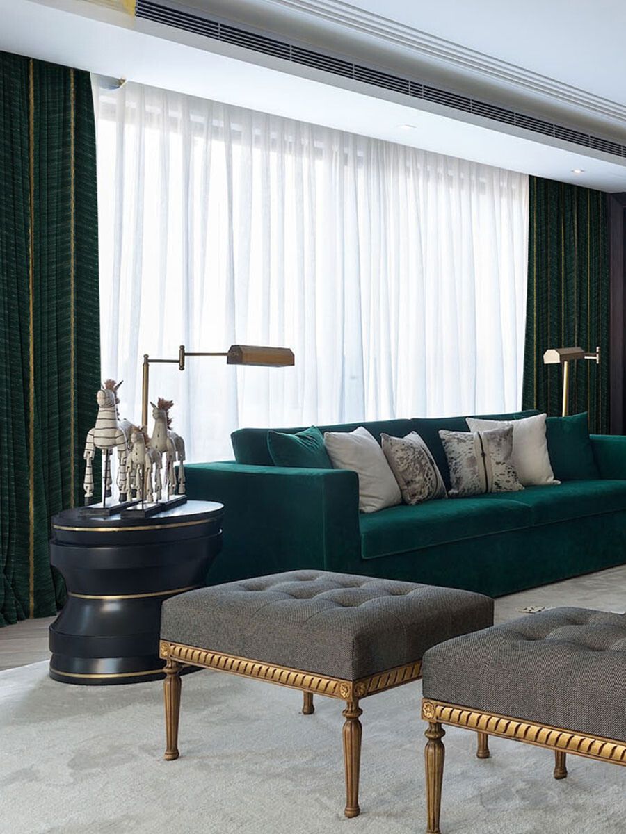 Emerald Green Herringbone Jacquard Window Curtains Drapery  Art Shades