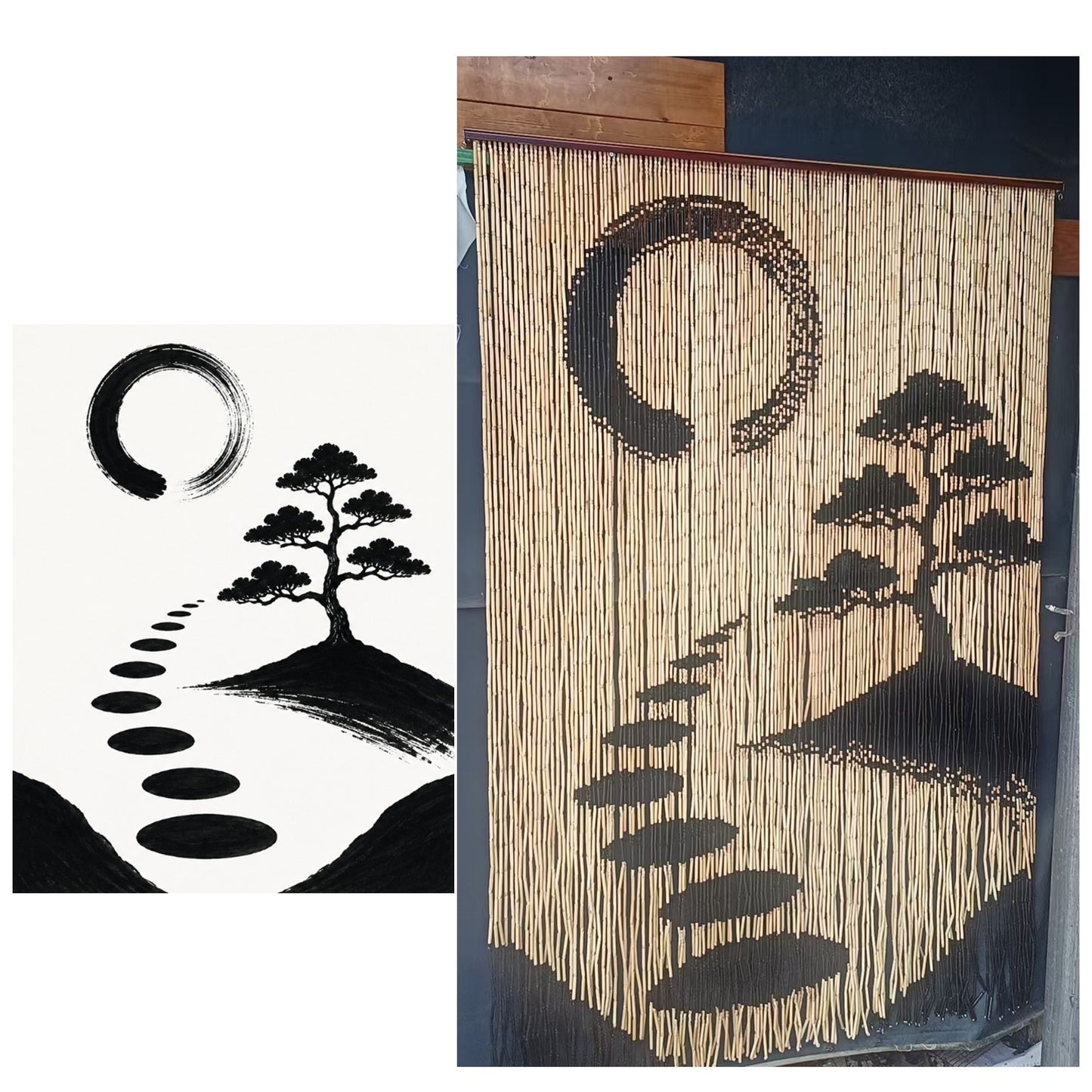 Customizable Bamboo Bead Curtain Personalized Room Divider & Wall Décor