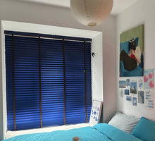 Load image into Gallery viewer, African Whitewood Venetian Blinds | Solid Wood Window Slats with Customizable Color Cloth Tapes &amp; Decorative Straps
