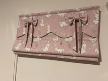 Load image into Gallery viewer, Pastel Blush Bunny Ribbon Bows Valance Window Roman Shade
