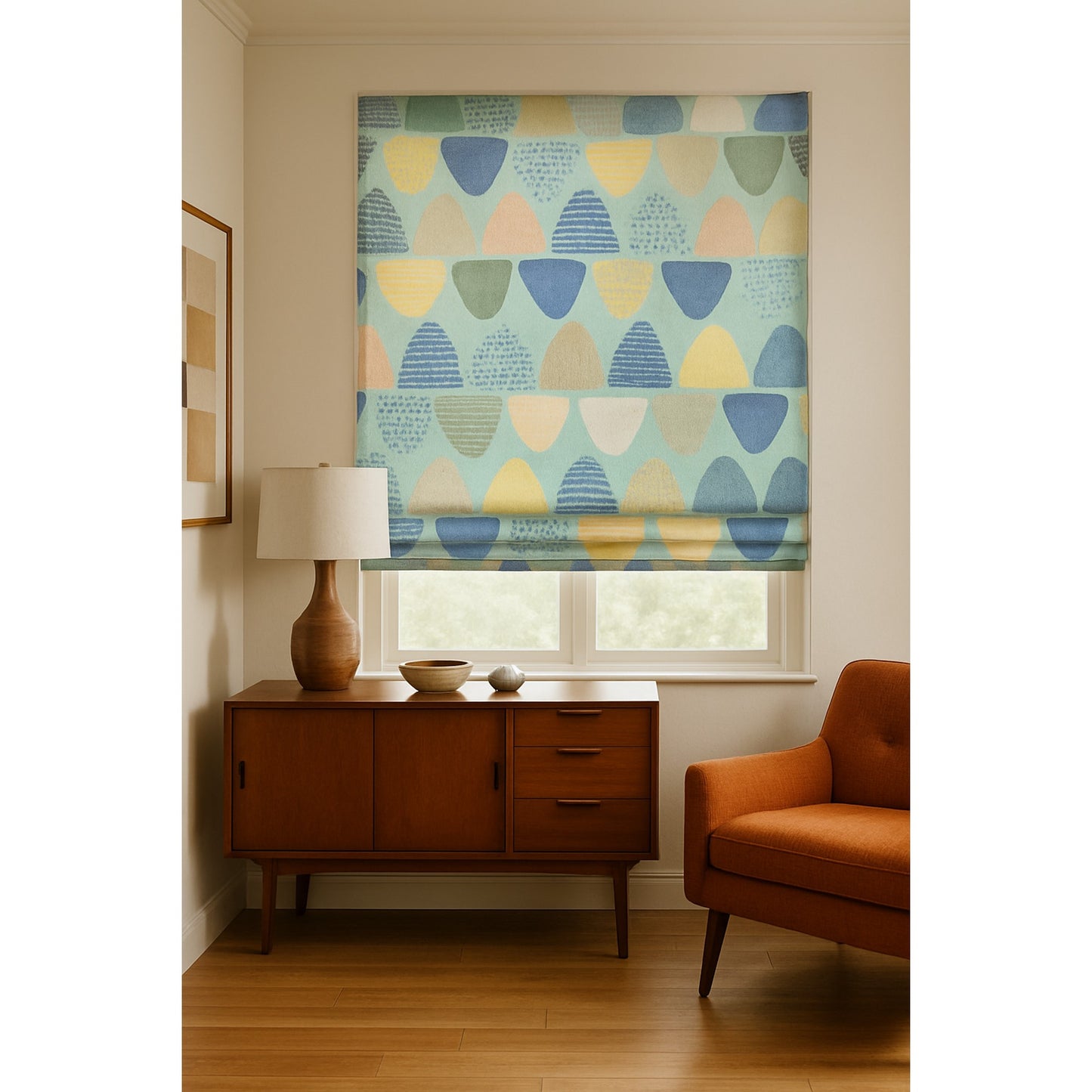 Retro Drops Soft Geometric Window Roman Shade