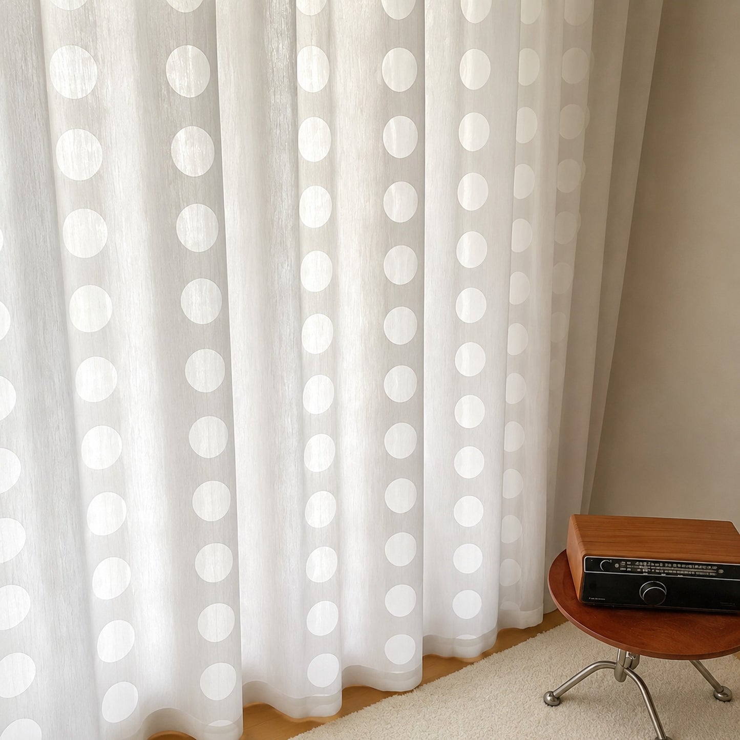 Hollow Circle Embroidered Sheer Curtains Drapery