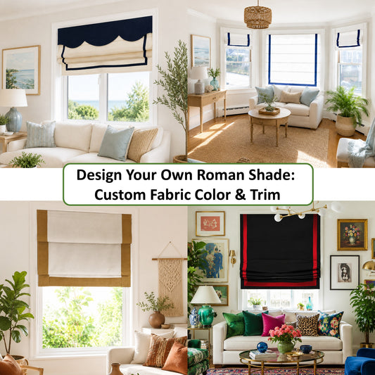 Personalized Roman Shade -  Choose Your Fabric Color & Border Trim