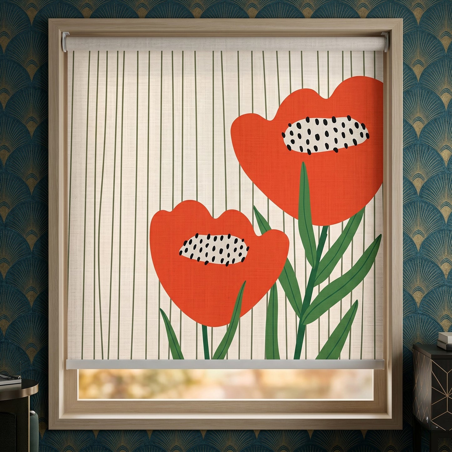 Dopamine Bloom Bold Poppy Retro Window Roller Shade