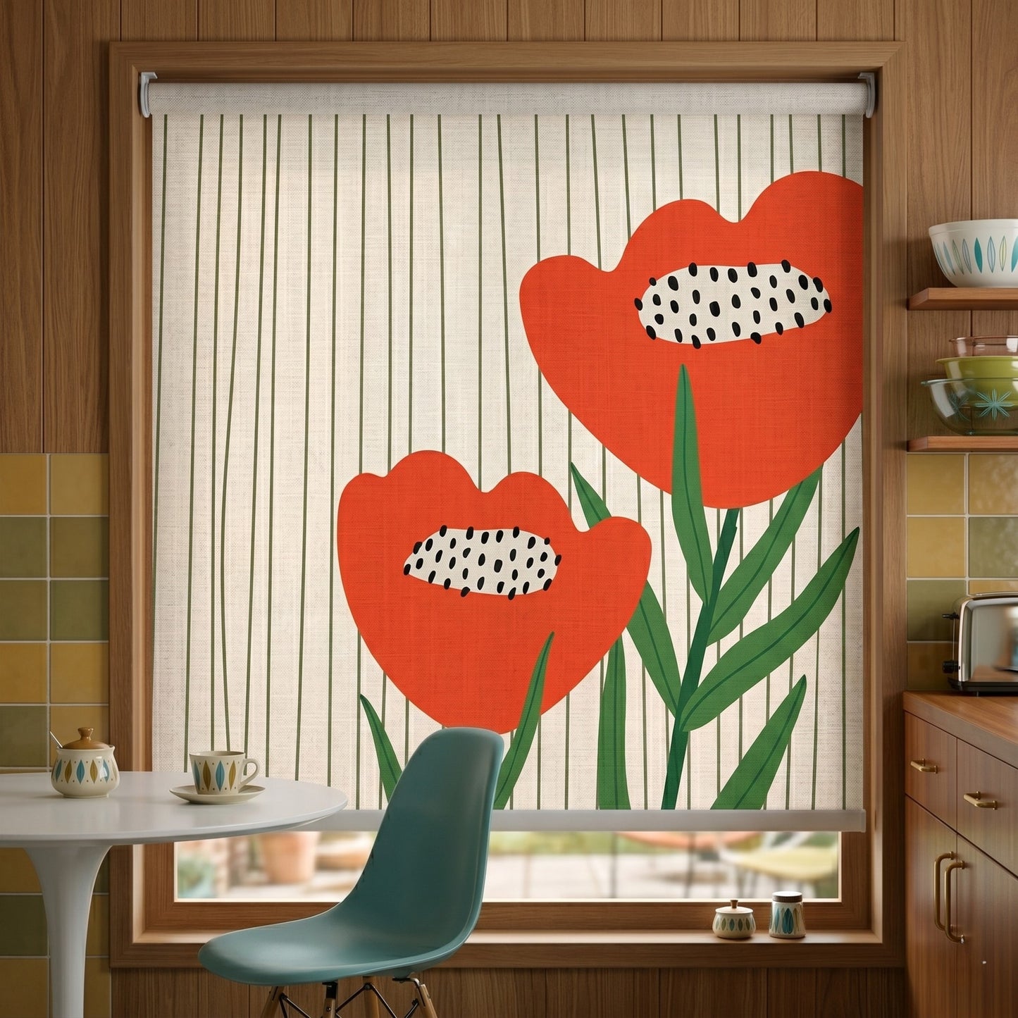 Dopamine Bloom Bold Poppy Retro Window Roller Shade