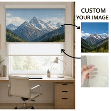 Load image into Gallery viewer, Dual Layered Custom Personalized Image and Blackout or Light Filter Window Roller Shade
