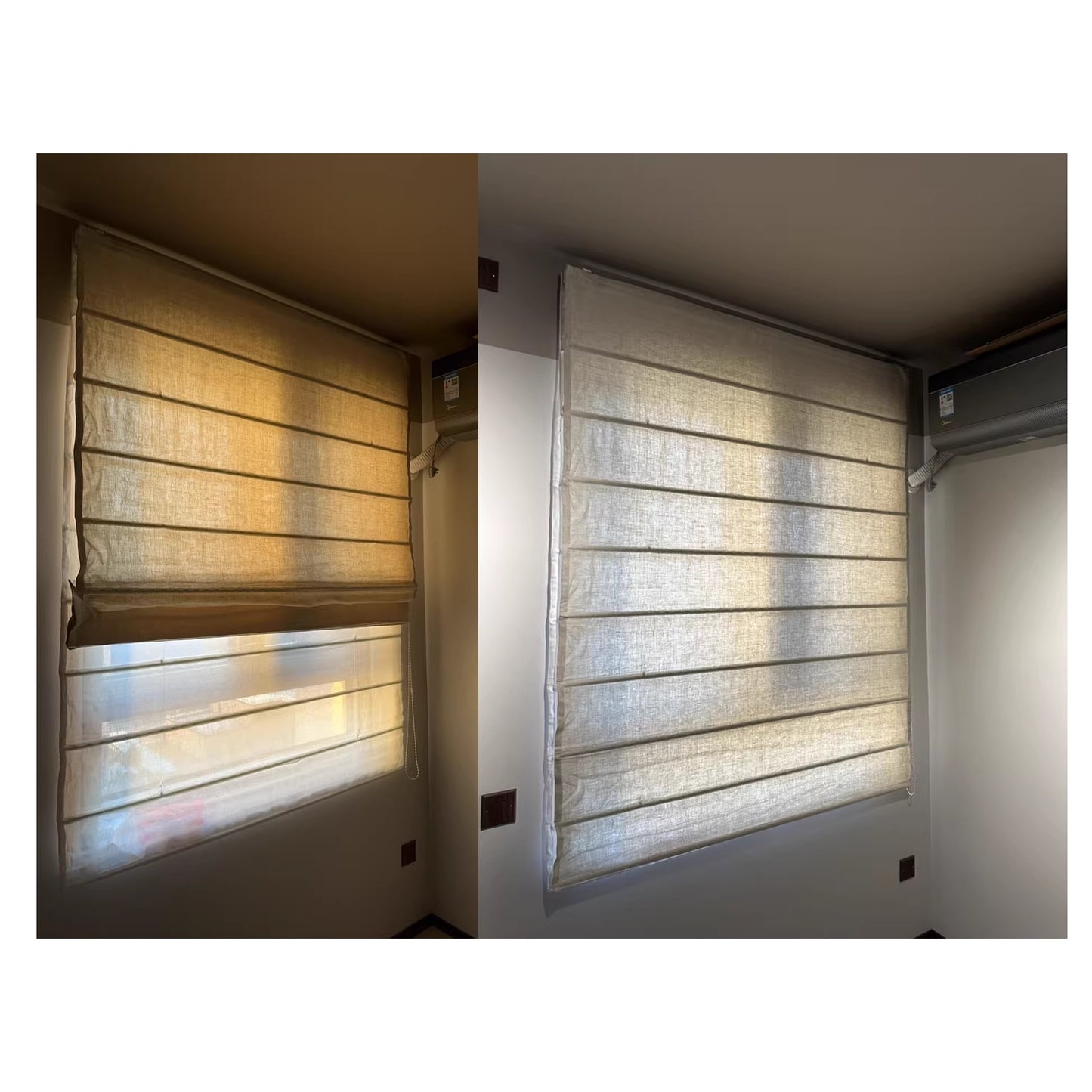 Double Layers Dual Linen Blackout and Light Filter Window Roman Shade