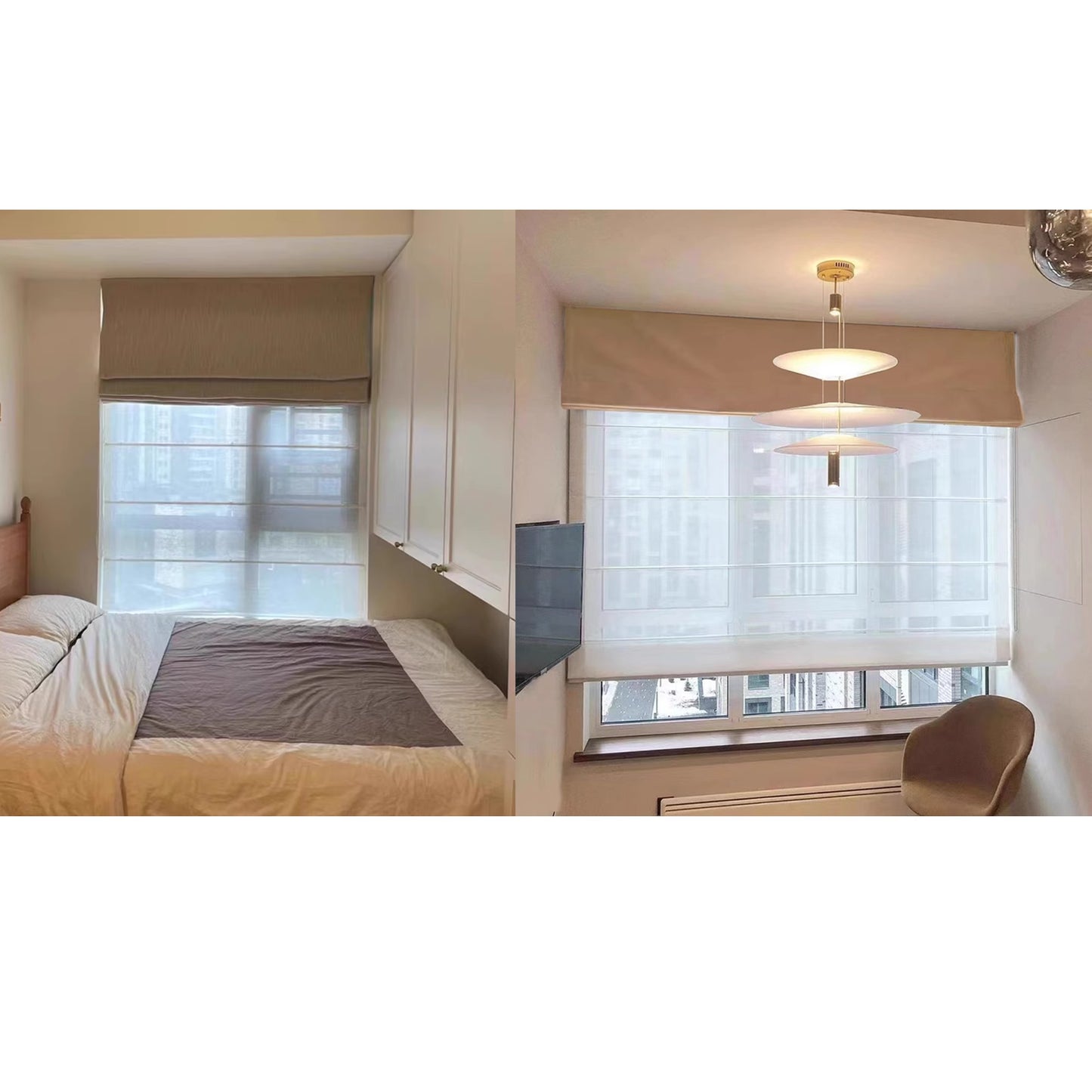 Double Layers Dual Linen Blackout and Light Filter Window Roman Shade