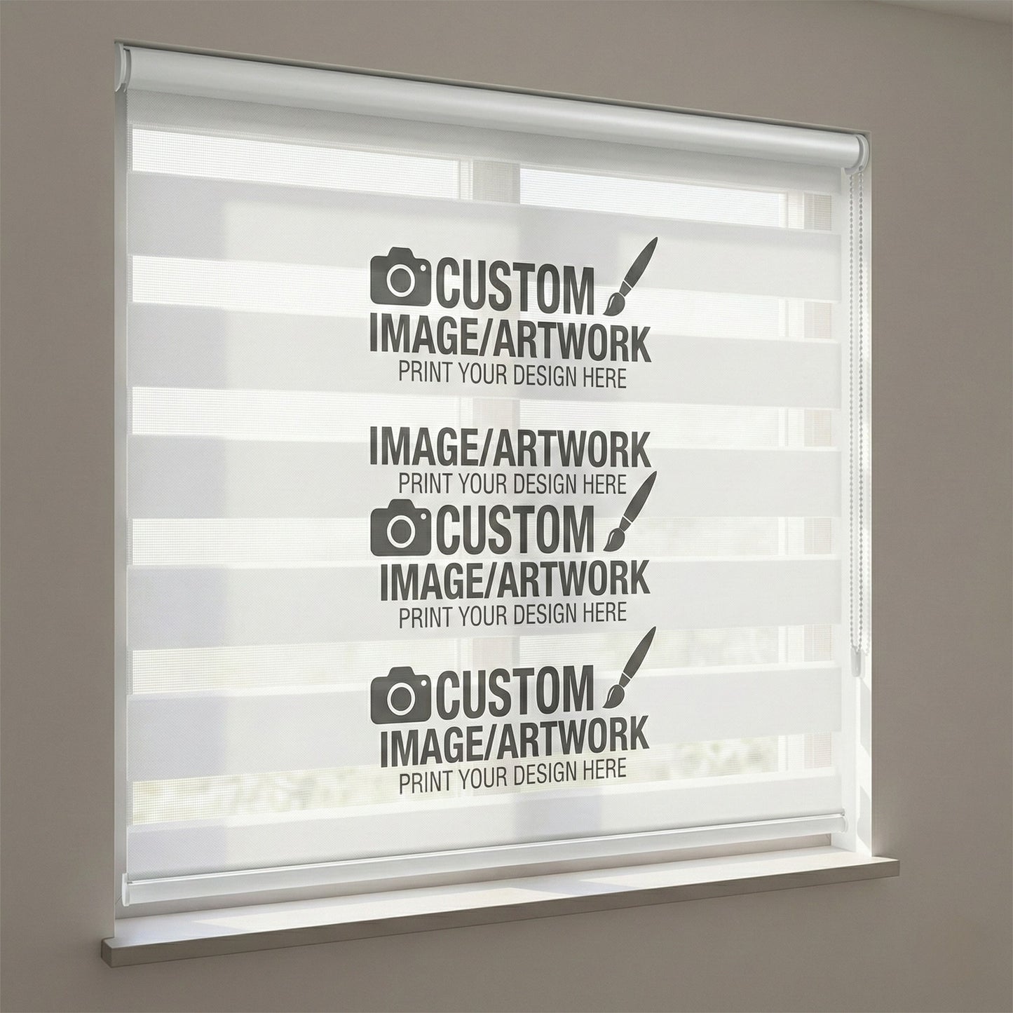Custom Image Business Logo Personalized Design Dual-Layered Zebra Roller Shades Blinds