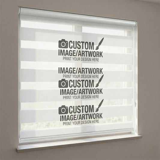 Custom Image Business Logo Personalized Design Dual-Layered Zebra Roller Shades Blinds