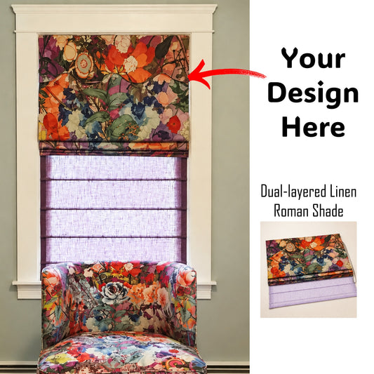 Custom Your Image Personalized Double Layers Window Roman Shade