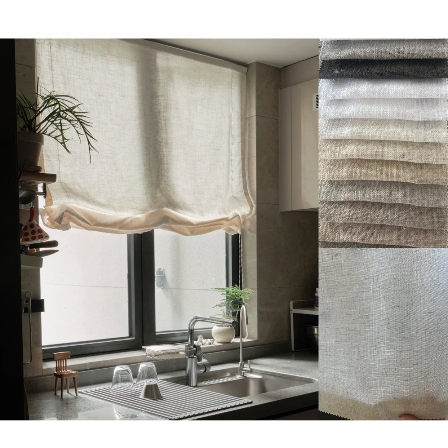 Linen Relaxed-Fit Window Roman Shades | Soft Fold, Natural Drape