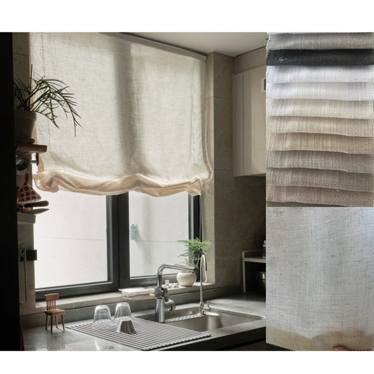 Linen Relaxed-Fit Window Roman Shades | Soft Fold, Natural Drape