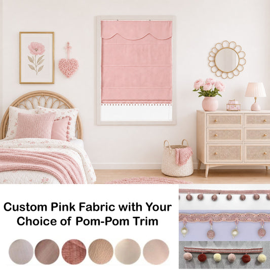 Pink Theme Nursery Princess Boho Theme Linen Window Roman Shade