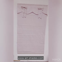 Load and play video in Gallery viewer, Shade of Pink Palette Linen Ribbon Bows Valance Window Roman Shade
