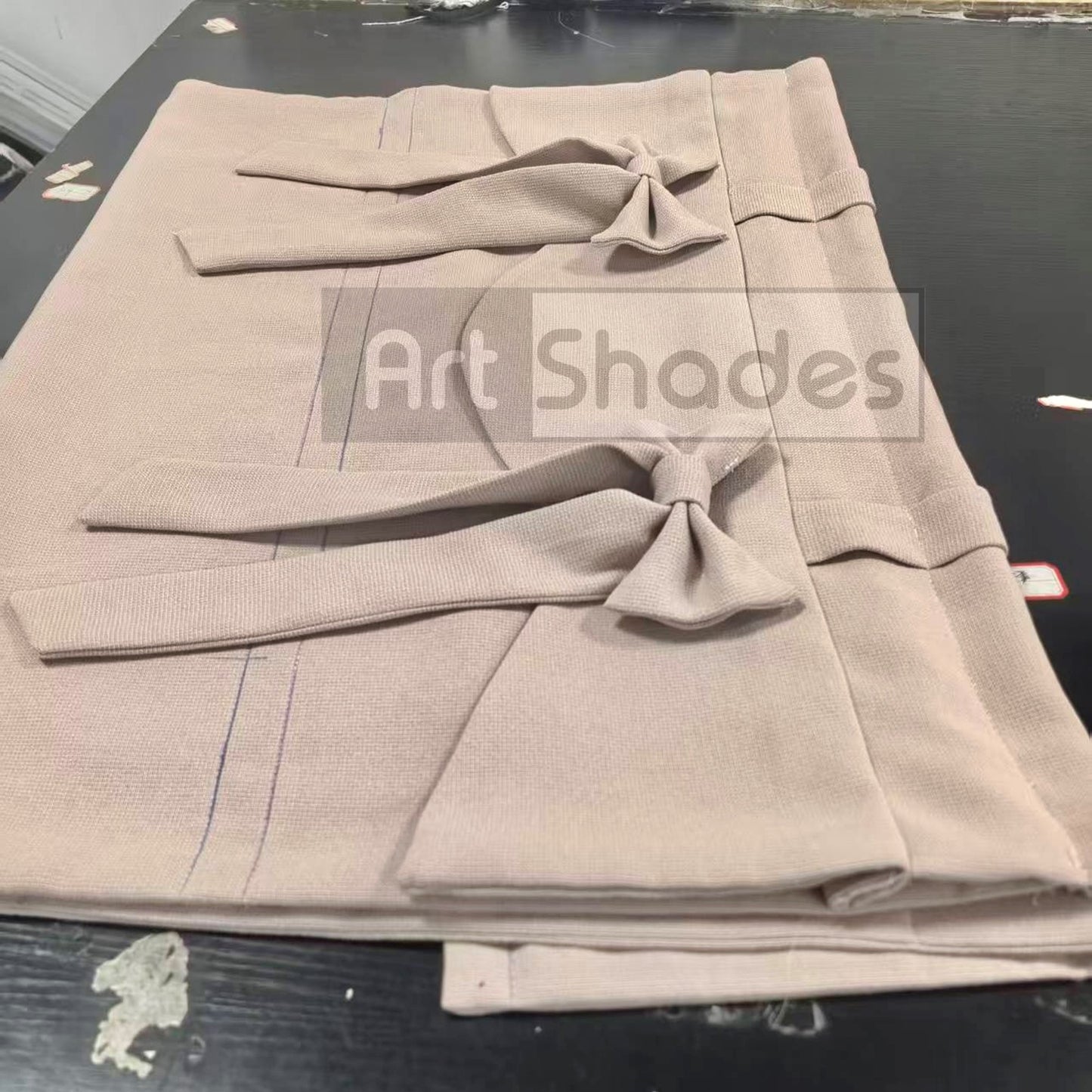 Shade of Pink Palette Linen Ribbon Bows Valance Window Roman Shade
