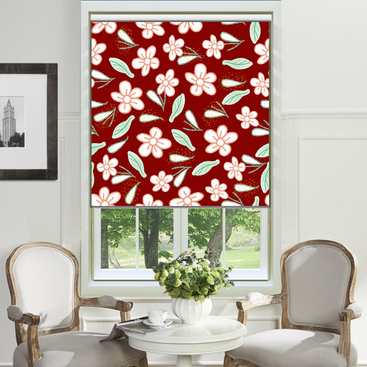Flower in Red Background Window Roller Shade