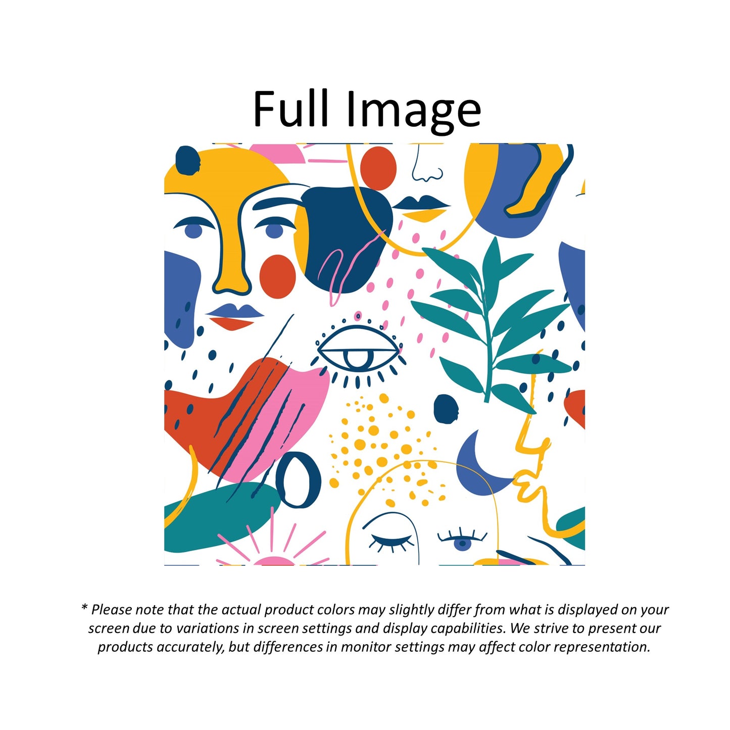 Colorful Maximalist Abstract Faces and Nature Window Roman Shade