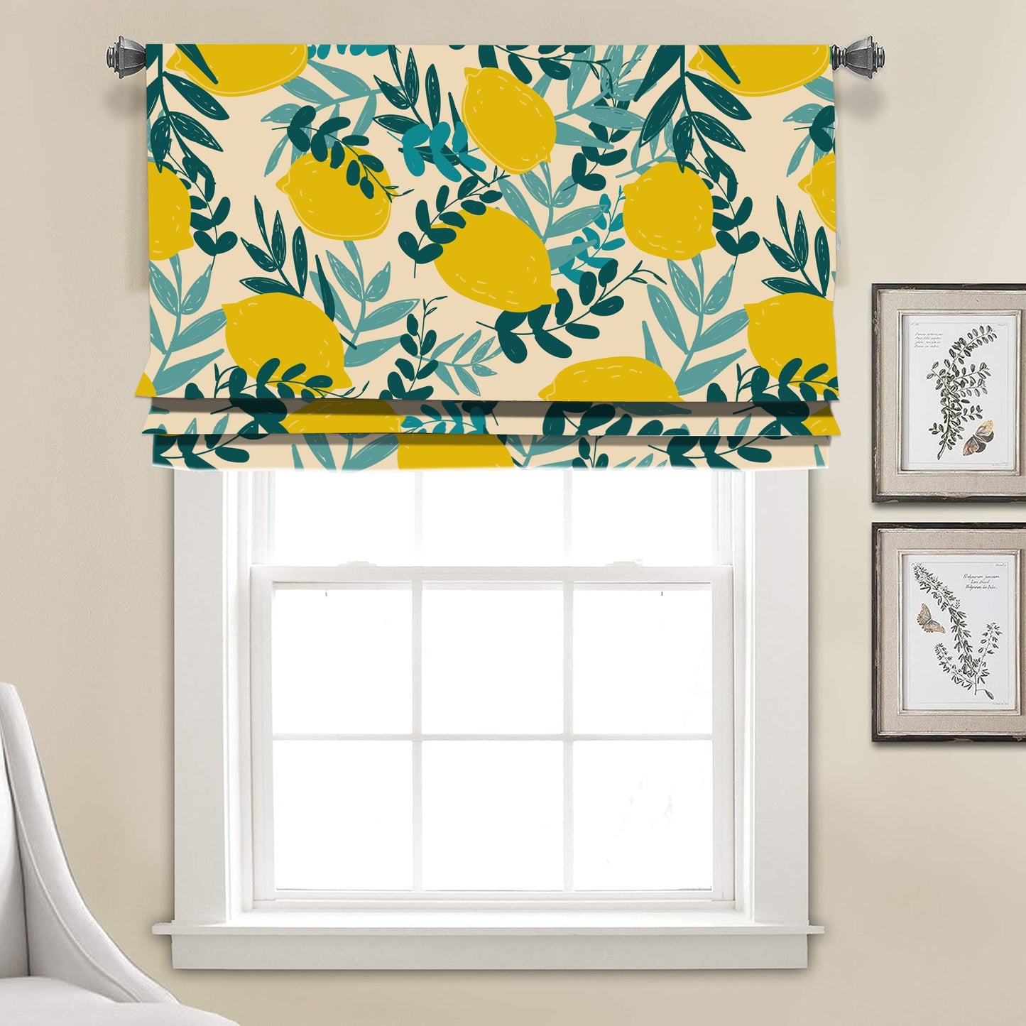 Portofino Lemon Faux Roman Shade Valance