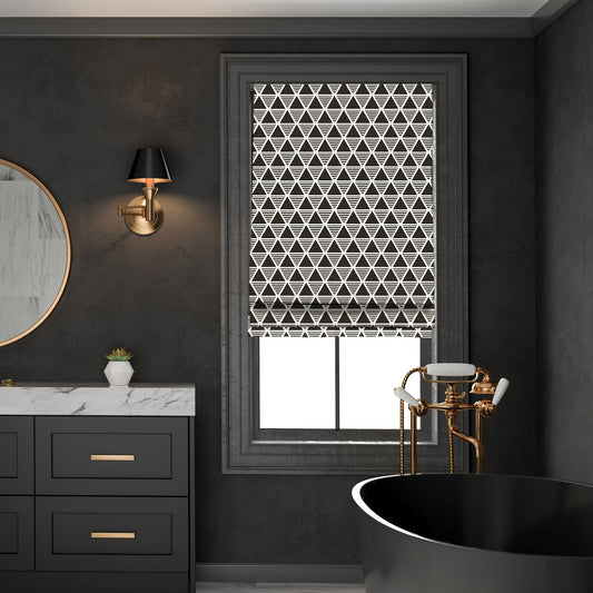 Black and White Modern Minimalist Triangles Window Roman Shade