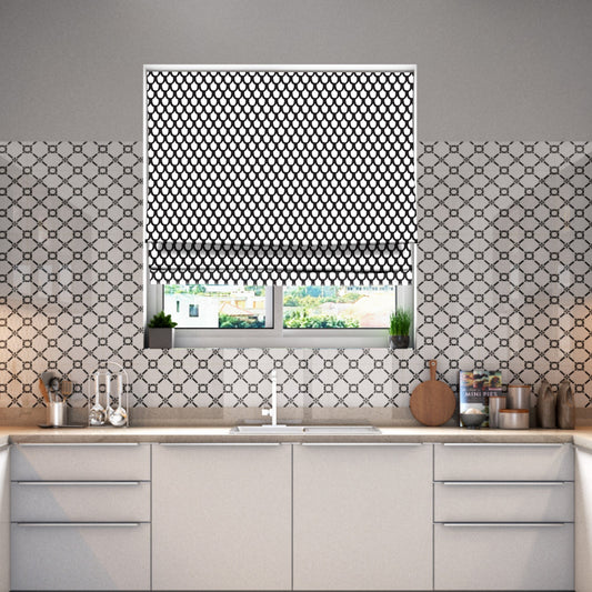 Black and White Modern Minimalist Mosaic Seamless Window Roman Shade