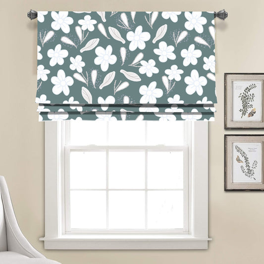 Soft Botanical Print Faux Roman Shade Valance