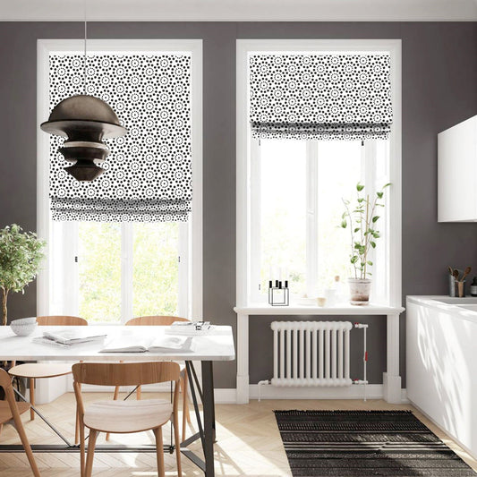 Elegant Geometry Monochrome Window Roman Shade