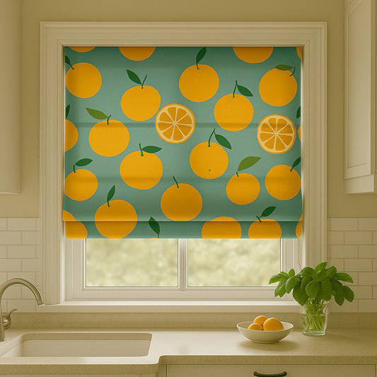 Tangerine Lemon Fruit Window Roman Shade