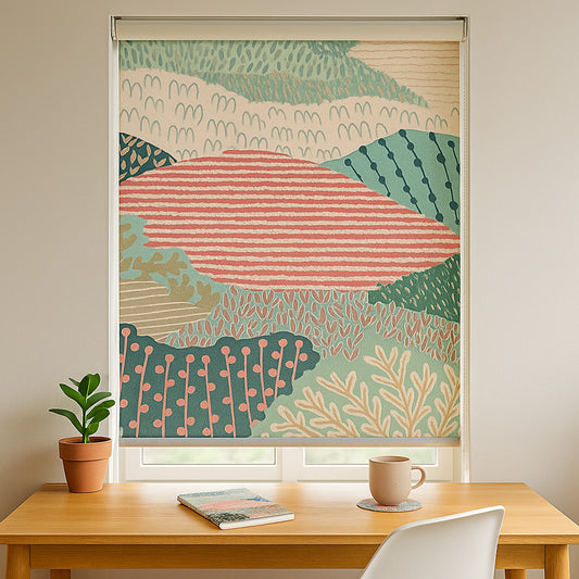 Hand-Drawn Landscape Japanese Inspired Window Roller Shade
