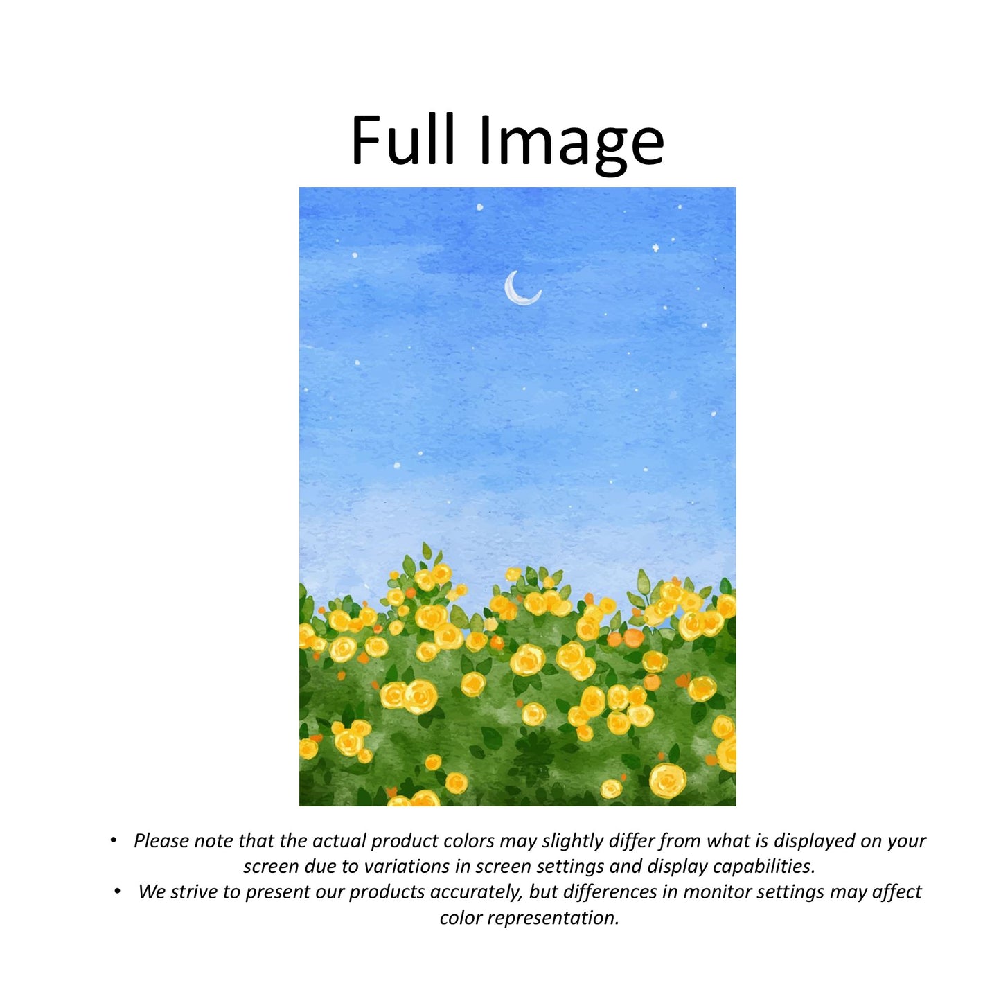 Crescent Over Yellow Blooms Window Roller Shade