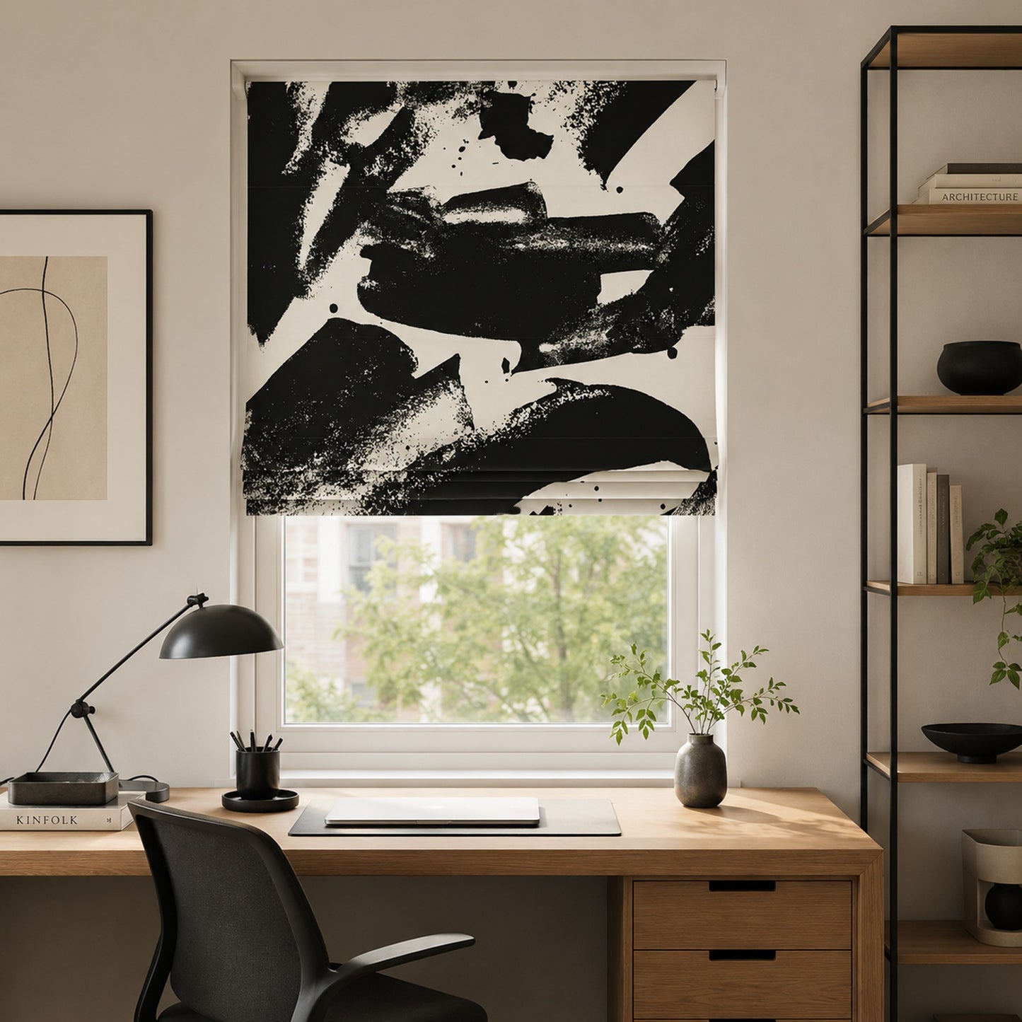 Bold Brush Artistic  Window Roman Shade
