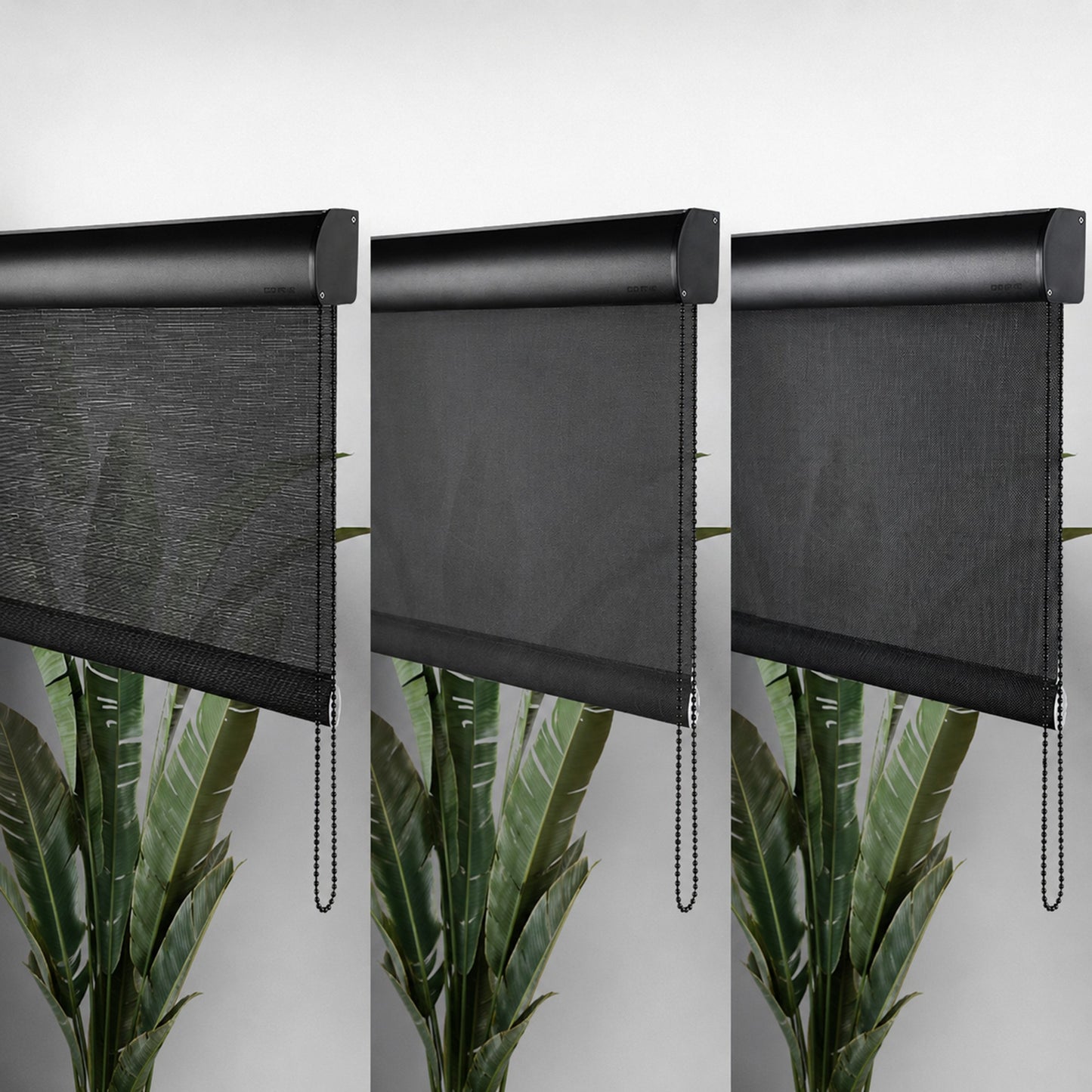 Modern Black Solar Screen Roller Shade – Light-Filtering & See-Through