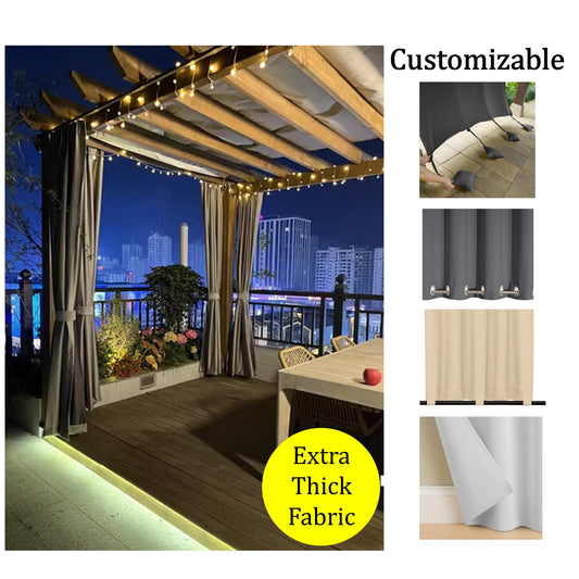 Heavy Duty Outdoor Curtains for Patio, Pergola, Gazebo & Balcony (1300g/m & 600g/m)