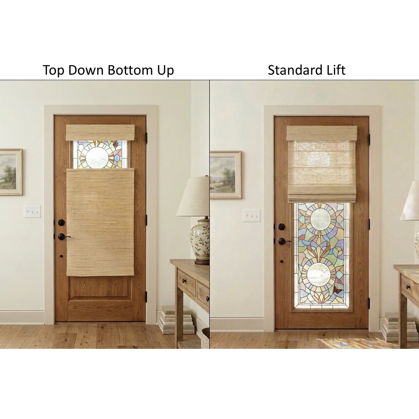 Natural Reed Modern Organic Style Window Shade (Top Down Bottom Up Available)