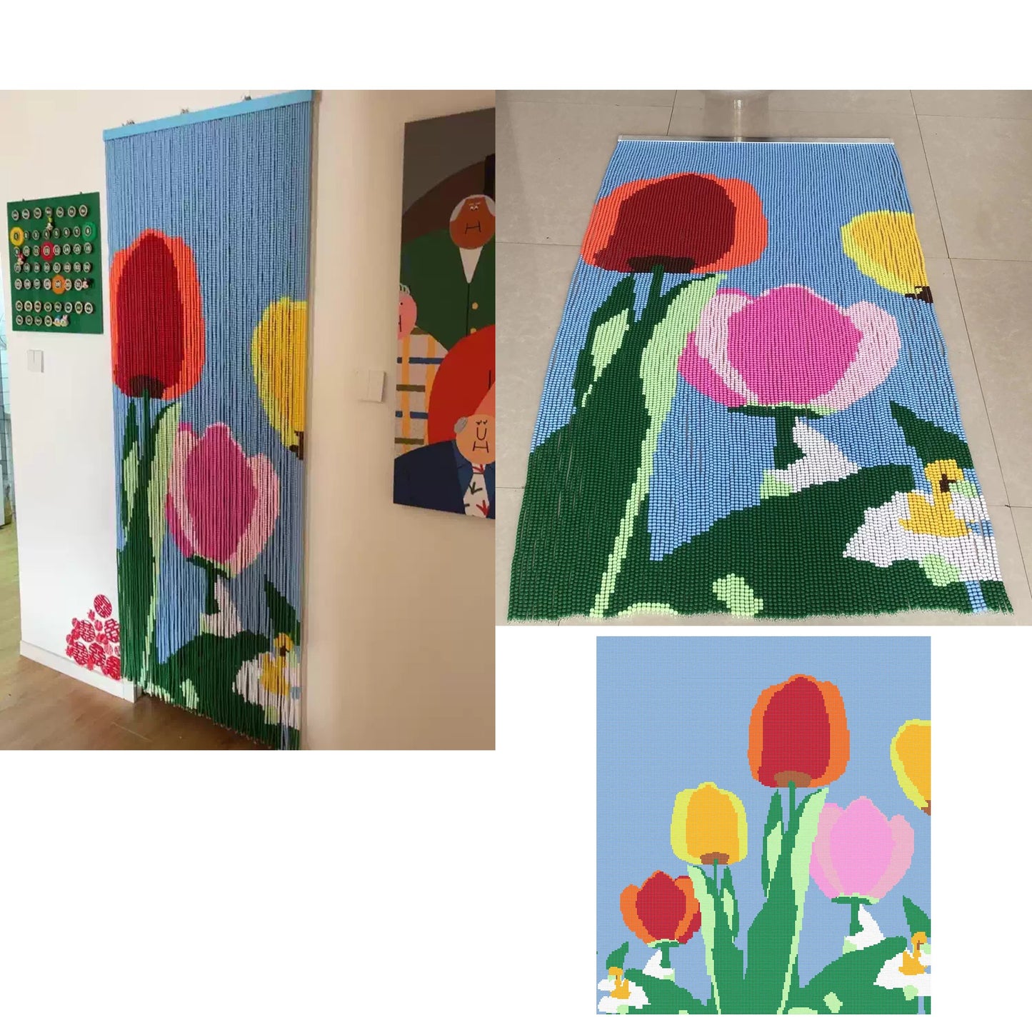 Custom Design Handcrafted Pixel Art Plastic Acrylic Bead Curtain