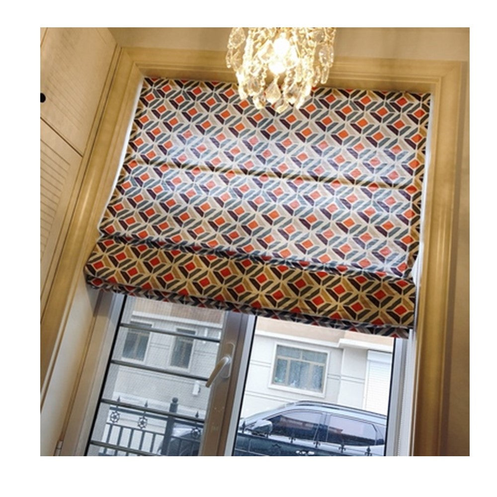 Contemporary Geometric Pattern Linen Window Roman Shade