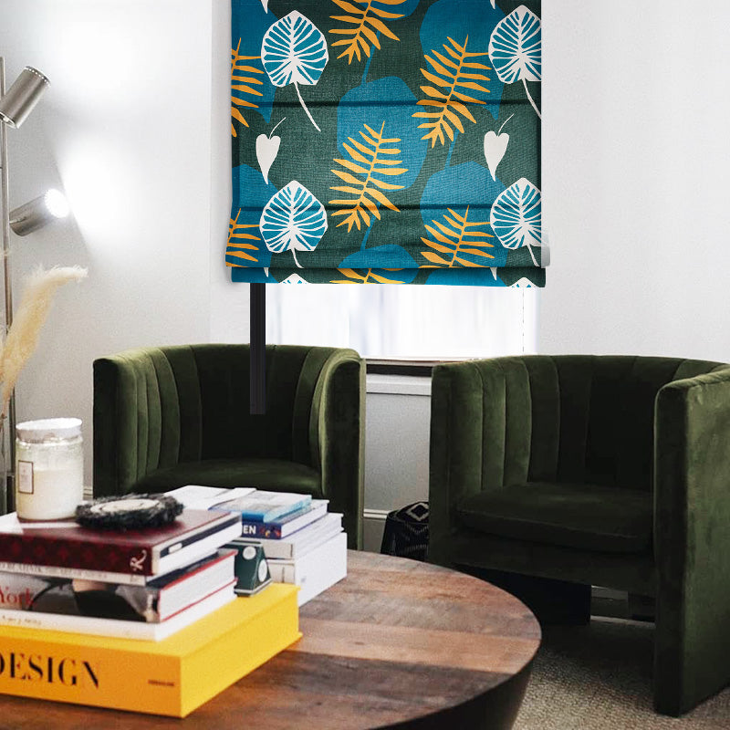 Monstera Leaves Palm Leaf Fabric Window Roman Shade
