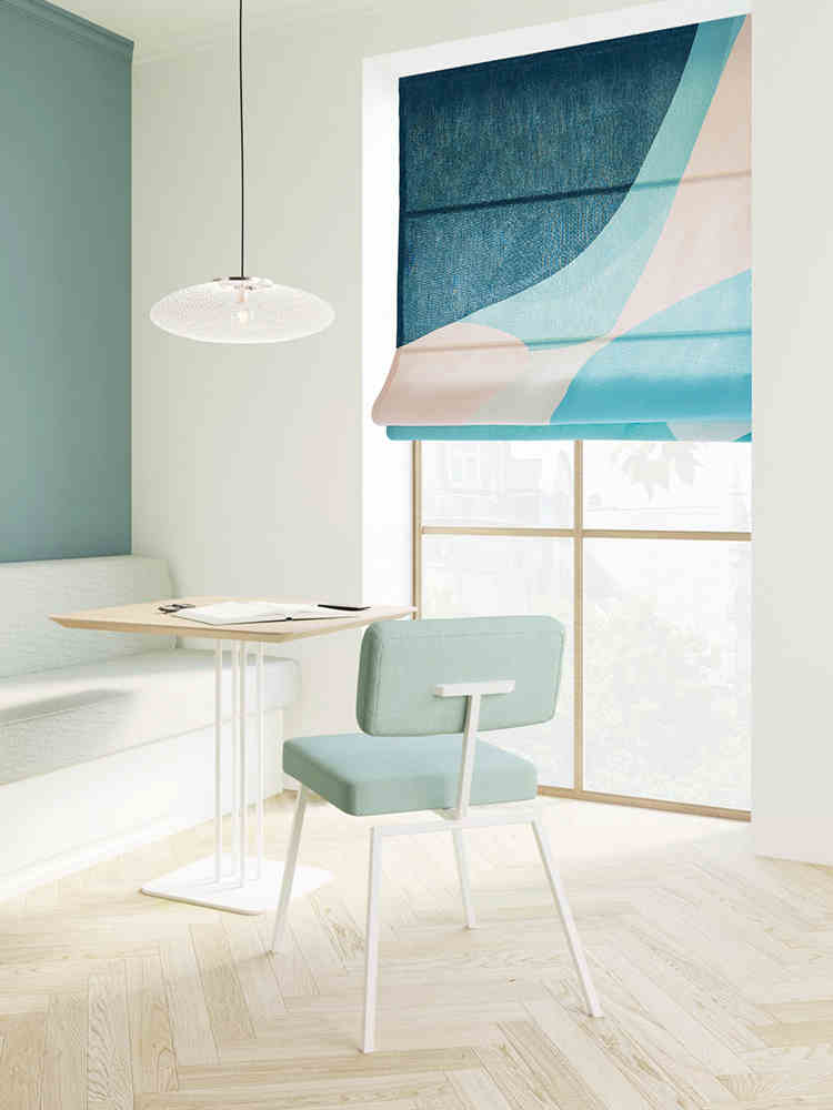 Abstract Blue Indigo Painting Navy Theme Linen Window Roman Shade