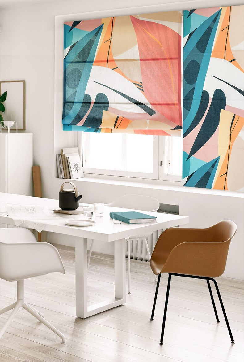 Contemporary Leaf Plant Abstract Window Roman Shade