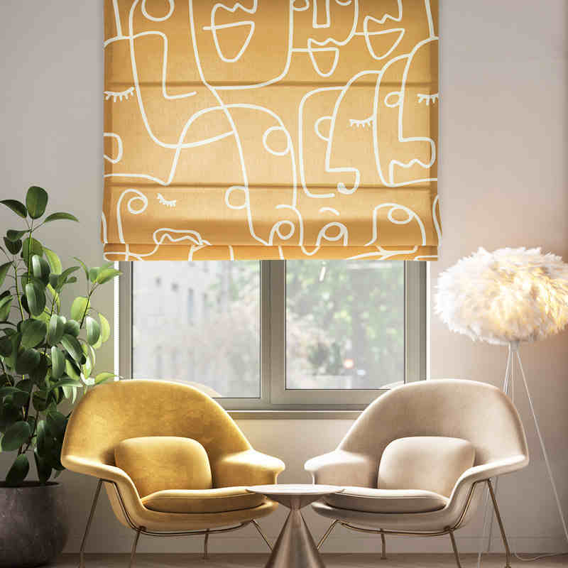 Minimalist Line Art Beautiful Portrait Art Print Window Roman Shade