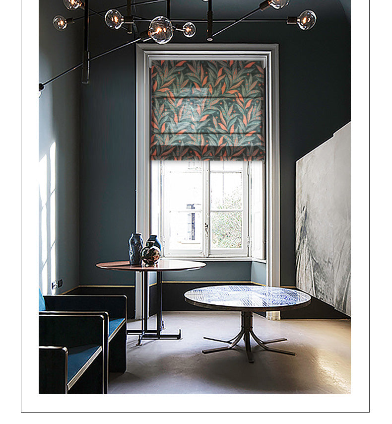 Botanical Plants Garden Print Linen Window Roman Shade