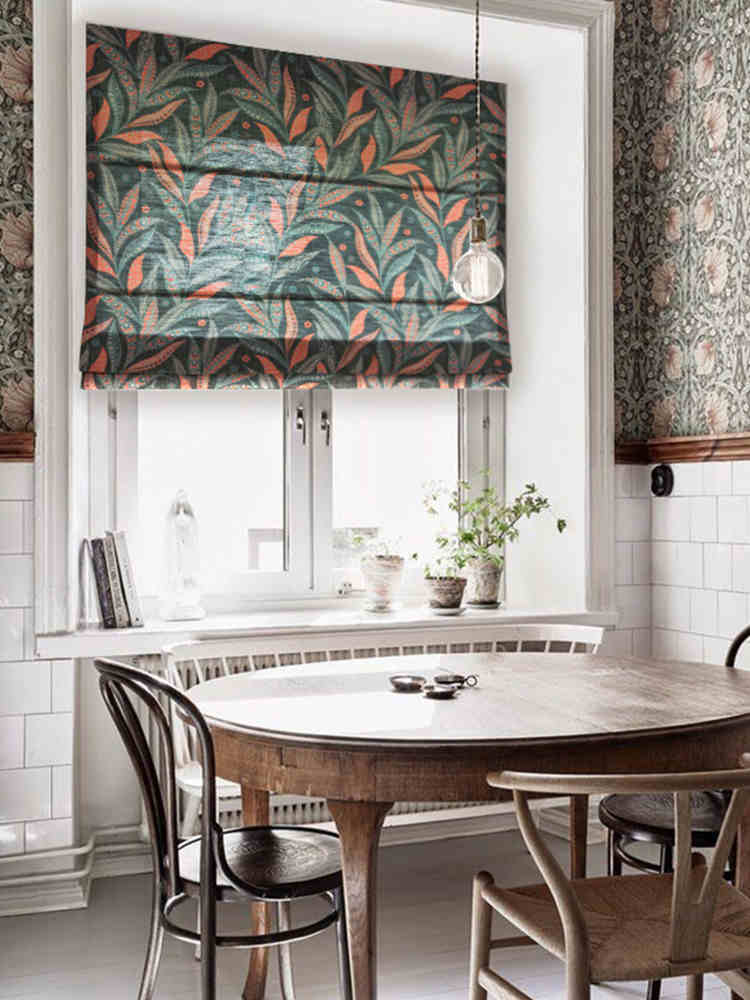 Botanical Plants Garden Print Linen Window Roman Shade