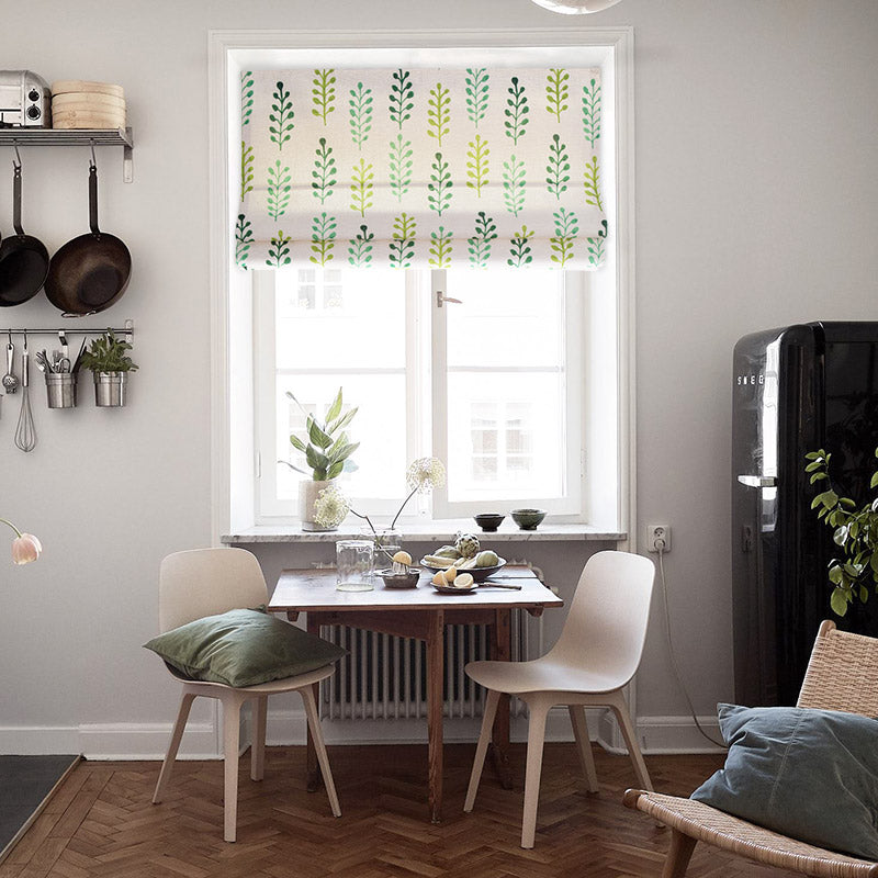 Botanical Plant Leaves Herb and Garden Linen Window Roman Shade