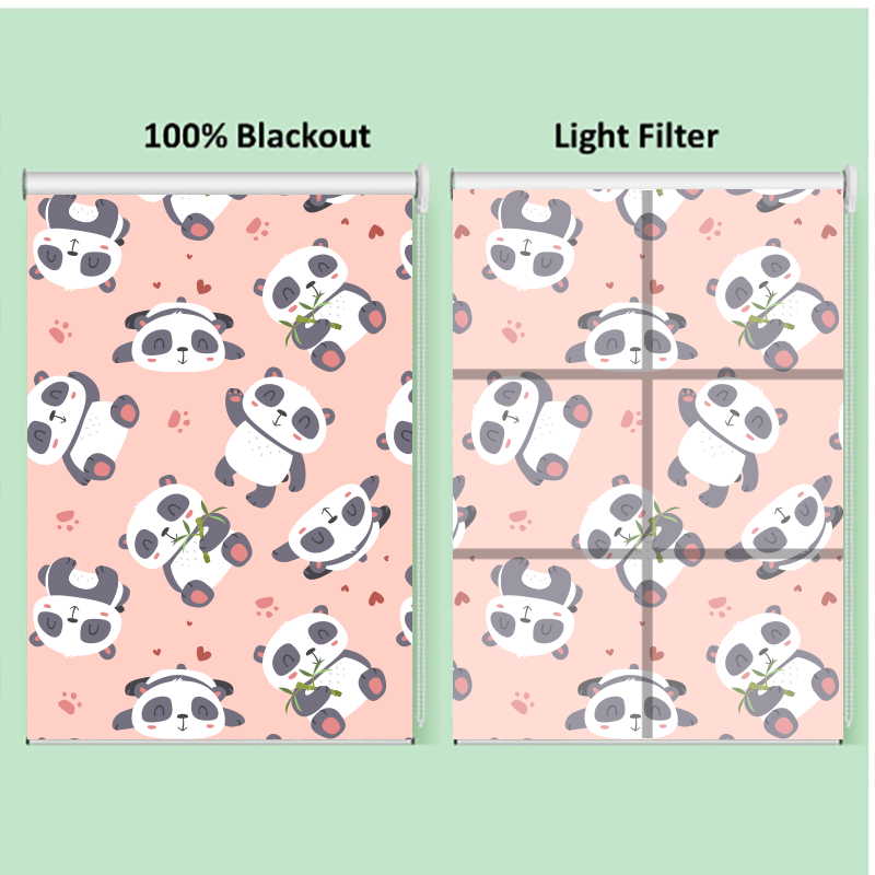 Pink Panda Nursery Kid Room Window Roller Shade
