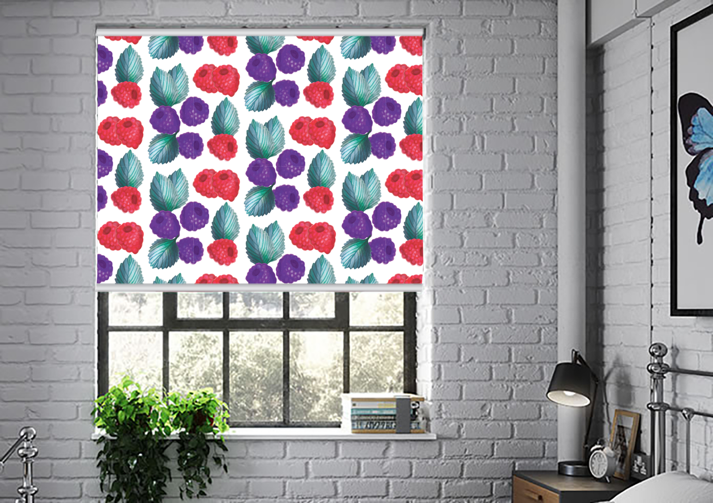 Berry Hipster Fun Print Window Roller Shade