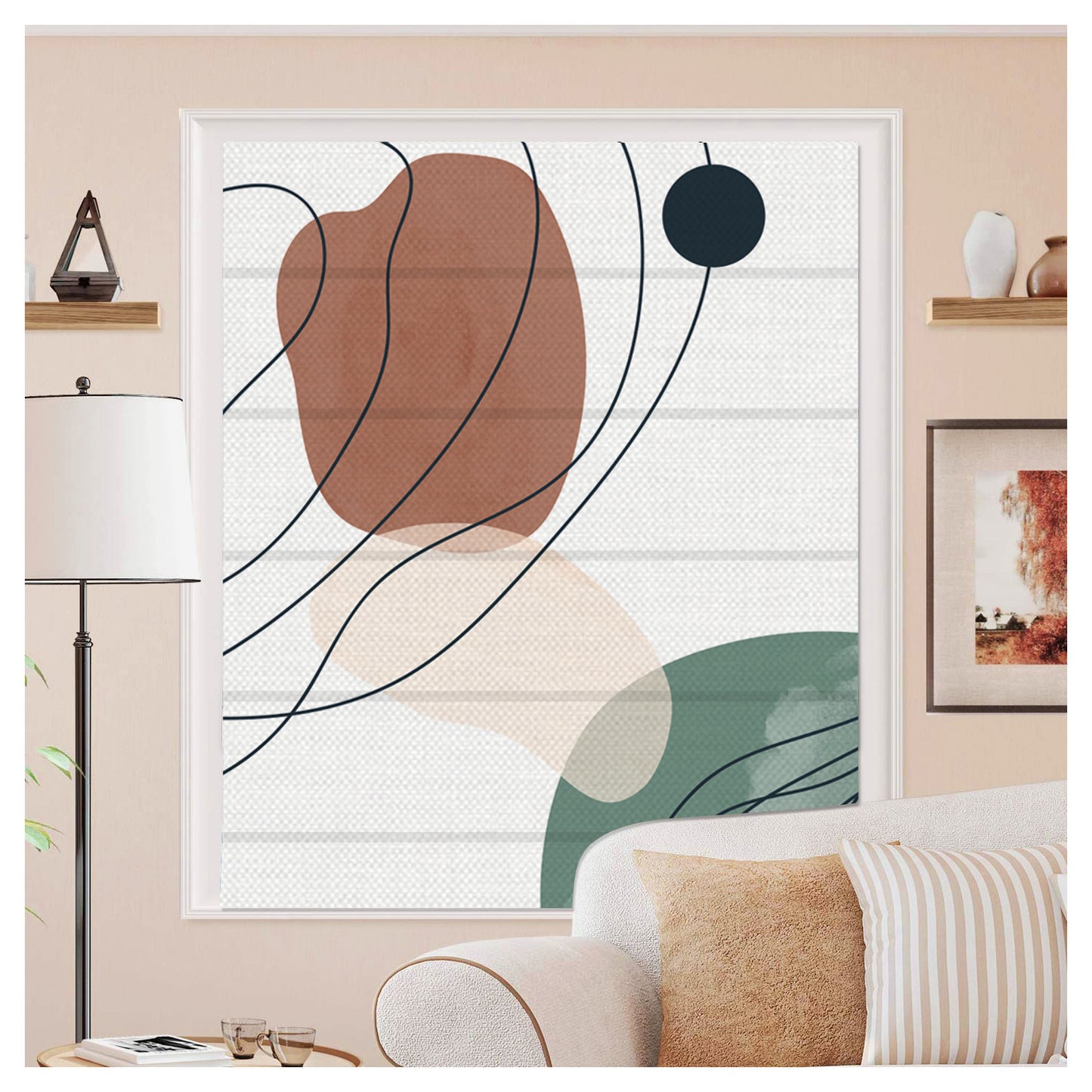 Neutral Minimalist Watercolor Window Roman Shade