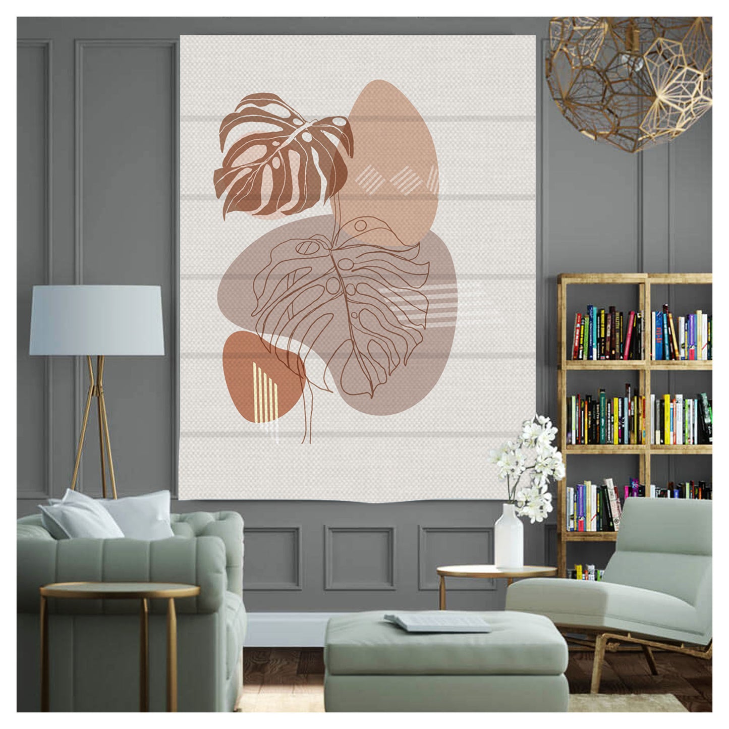 Boho Abstract Pattern Print Roman Shade