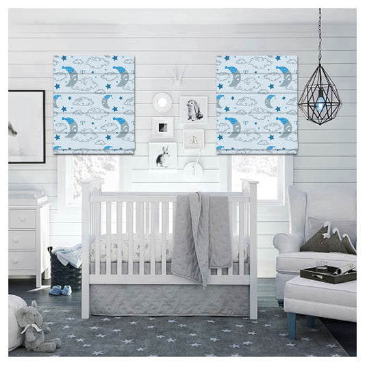 Good Night Moon Nursery Pattern Print Window Roman Shade