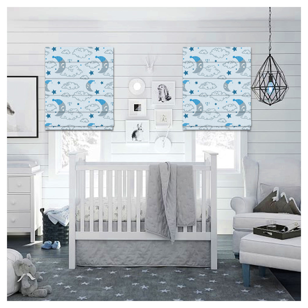 Good Night Moon Nursery Pattern Print Window Roman Shade