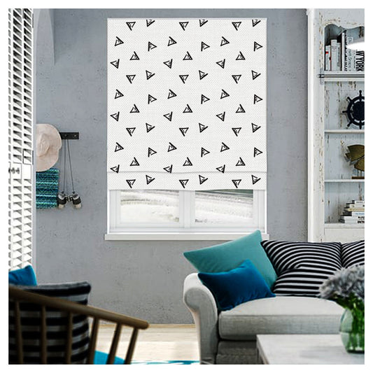 Triangle Doodle Print Minimalist Nordic Window Roman Shade
